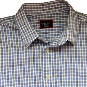 UNTUCKit Dante Mens Slim Fit Medium Wrinkle Free Blue with Gray & White Check